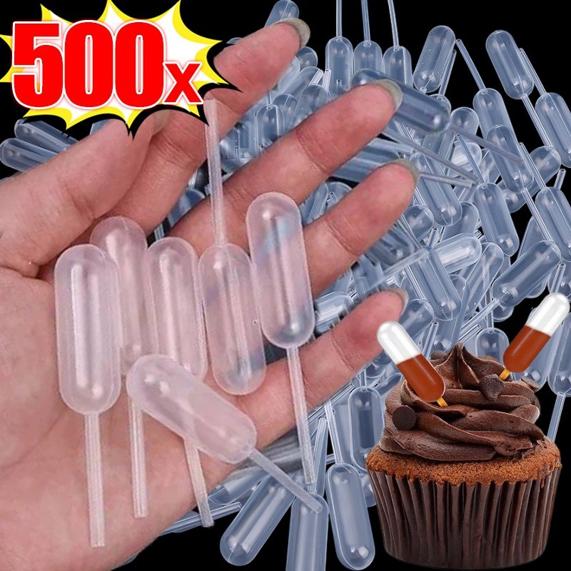 500/50PCS Plastic Cake Pipettes Mini Dessert Jam Dropper Cake Pie Sauce Squeezer Ice Cream Cupcake D