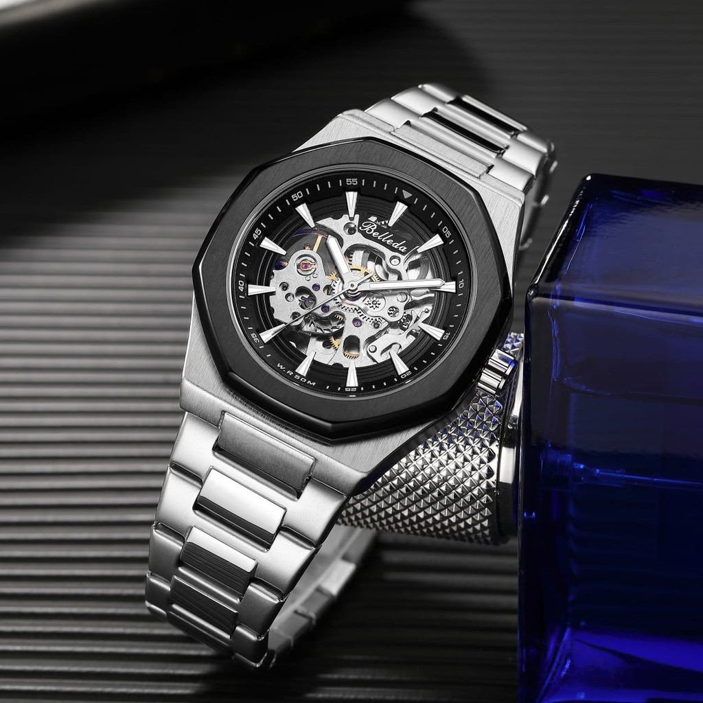 Belleda Jam Tangan Pria Automatic 9628 Rantai Stainless Steel Anti Air Man Watches Populer Original