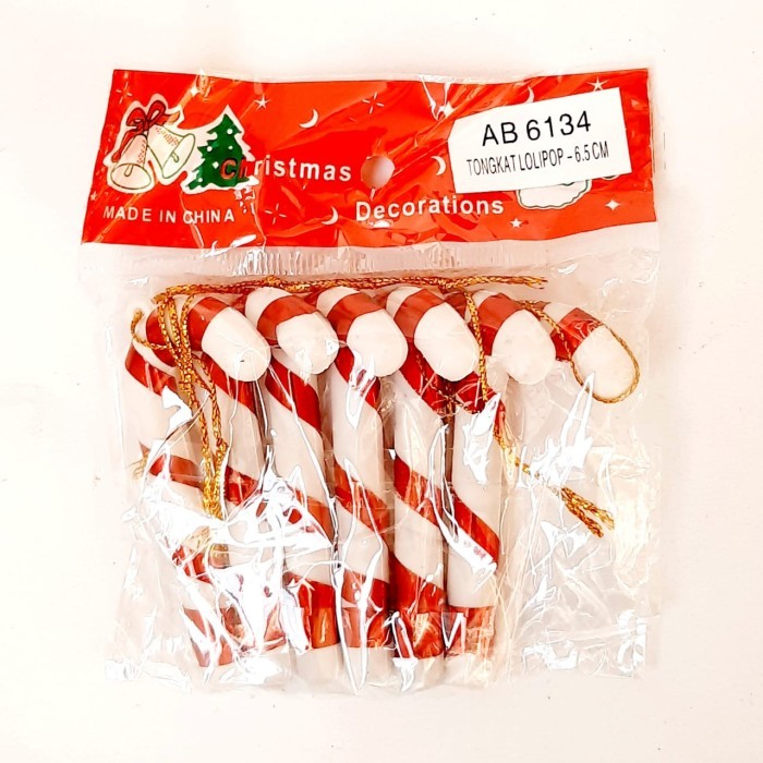 

Tongkat Lolipop Merah isi 6 Candy Cane Dekorasi Hiasan Pita Natal - AB 6134 - 6.5CM