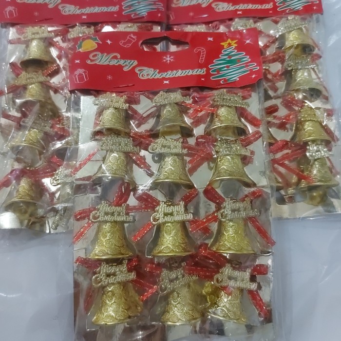 

hiasan lonceng natal kecil mini kuning emas gold 1 pack isi 12