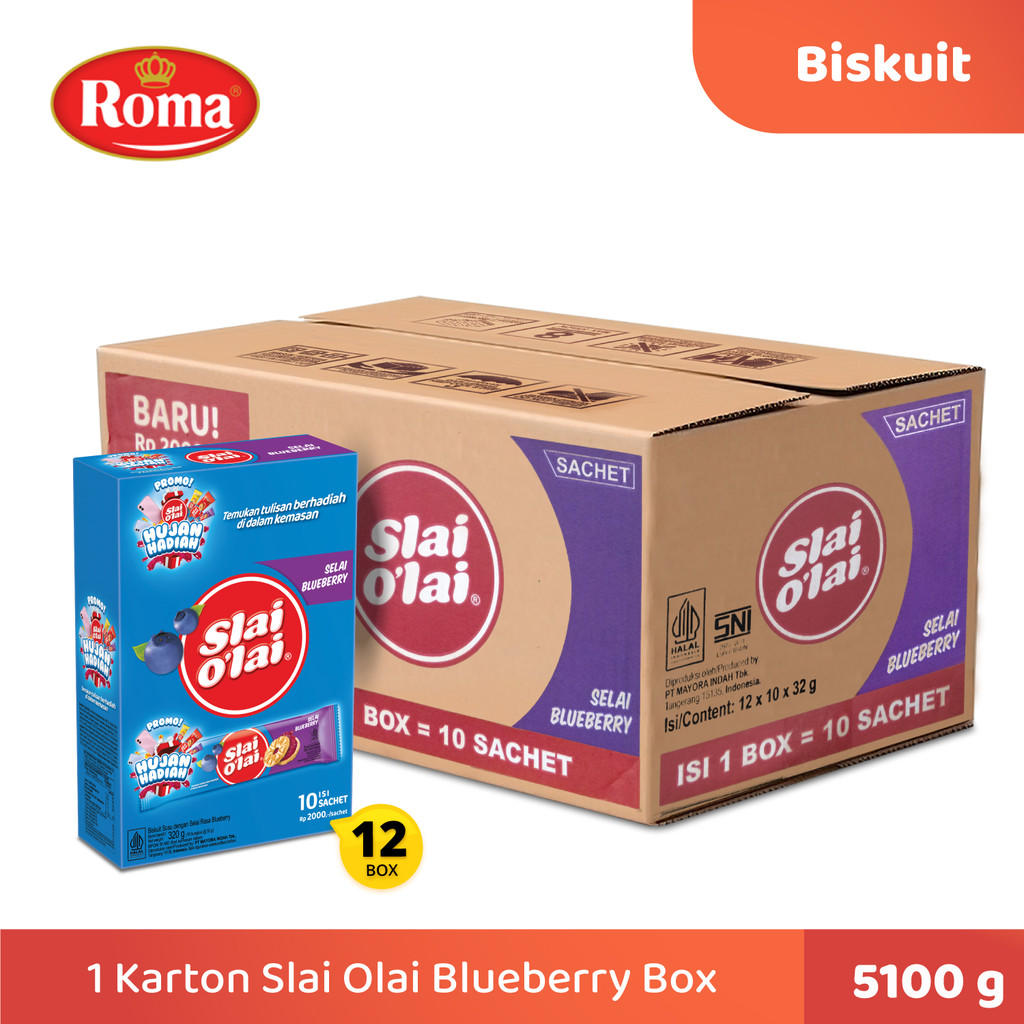 

1 Karton Biskuit Roma Slai Olai Blueberry Box