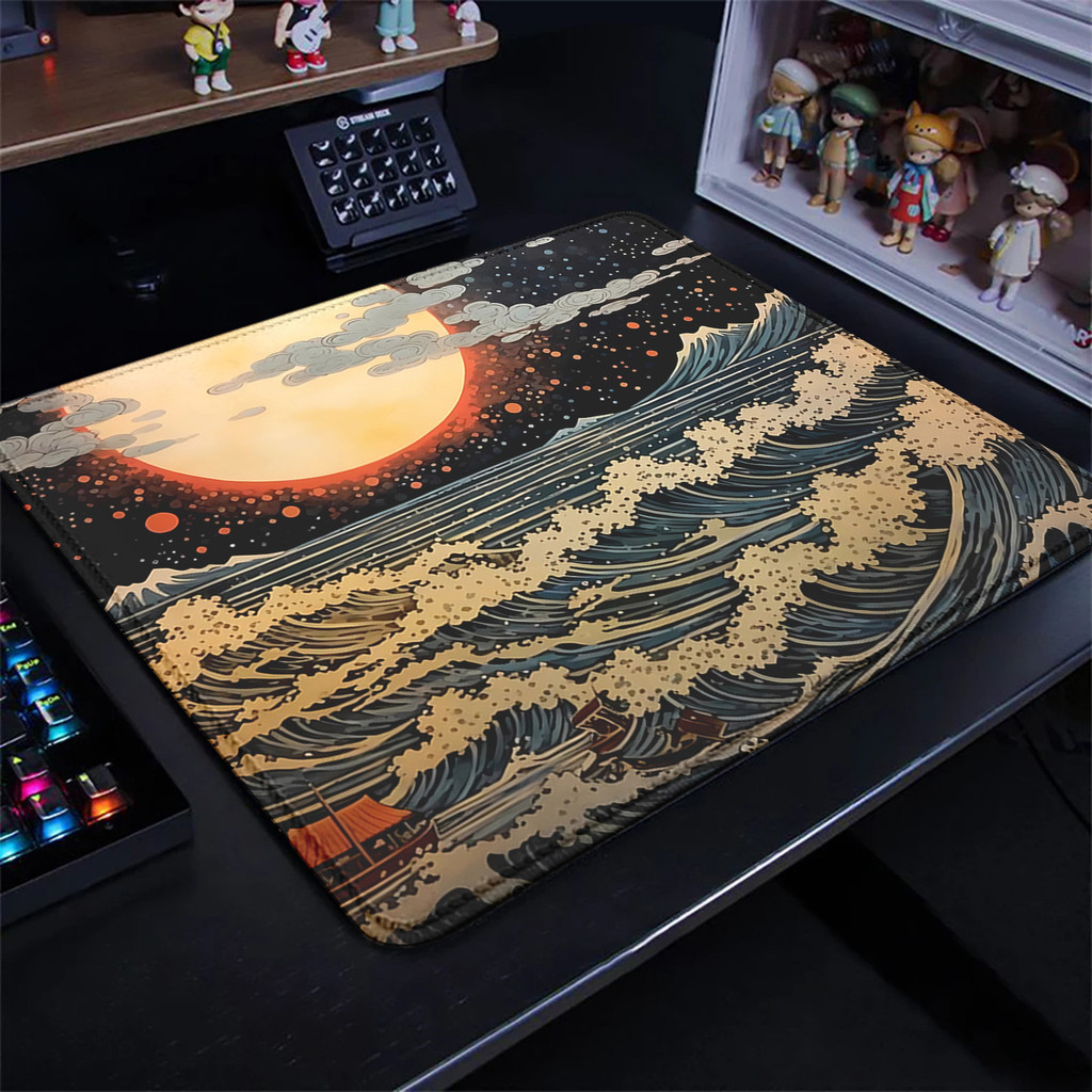 HD Ukiyo-e sea wave mouse pad Small mousepad PC Keyboard Mouse Mats E-Sports Rubber Deskpad Design D