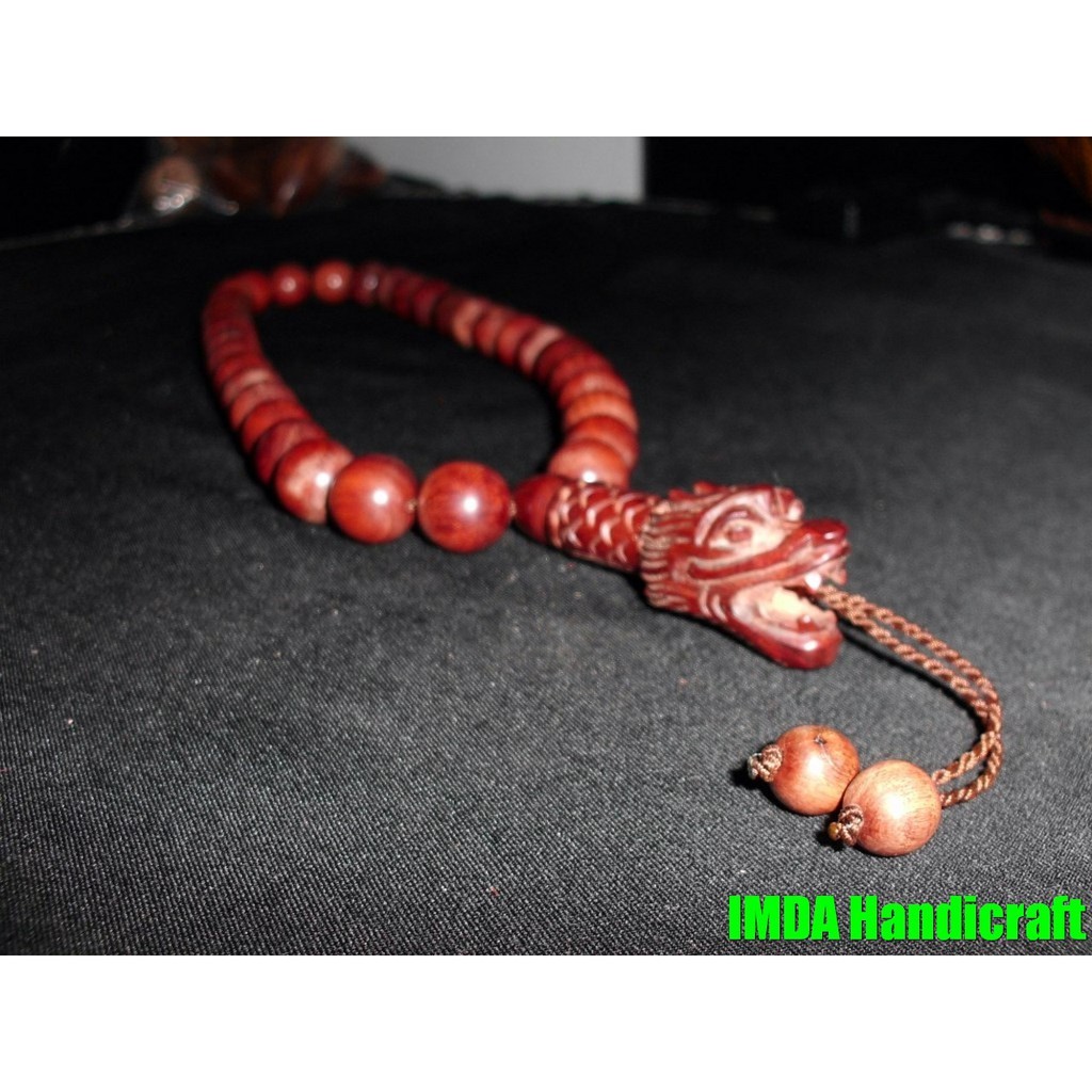 IMDAHANDICRAFT Tasbih Kayu Galih Akar Nagasari Kepala Naga 33 + 15 mm Kode TKGN3315