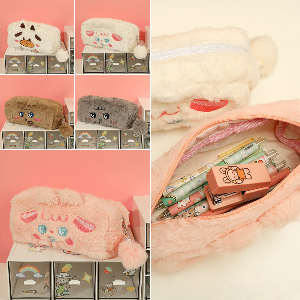 

Fashion Cartoon Pencil Case Large Capacity Stationery Plush Pencil Cases Portable Storage Bag Plush Stationery Bag Student