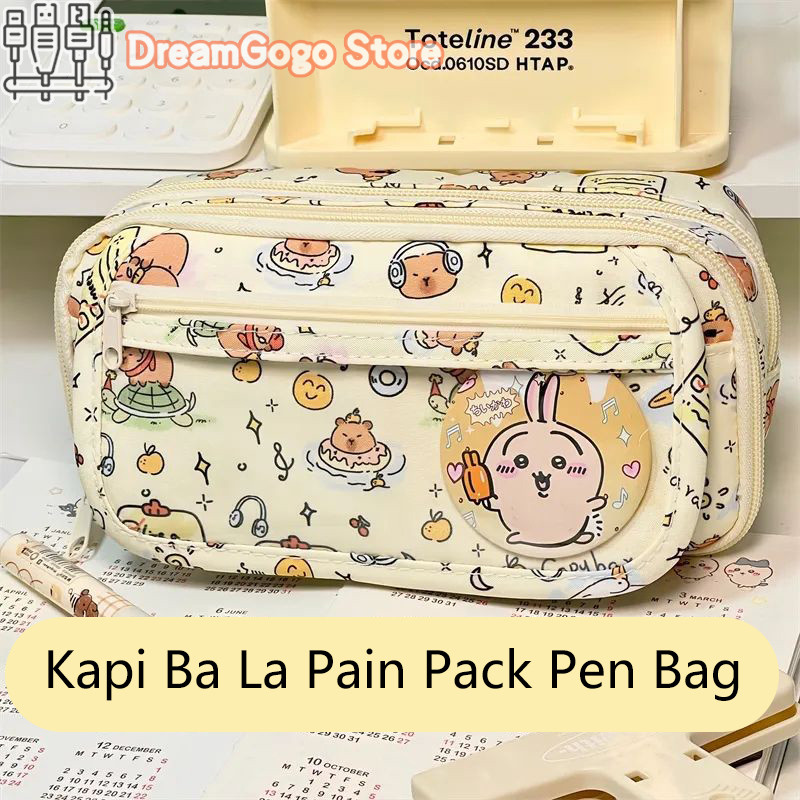 

Kawaii Capybara KT Cat Cute Large Capacity Pencil Case Stationery Supplies Multi-function Storage Bag Student School Supplies