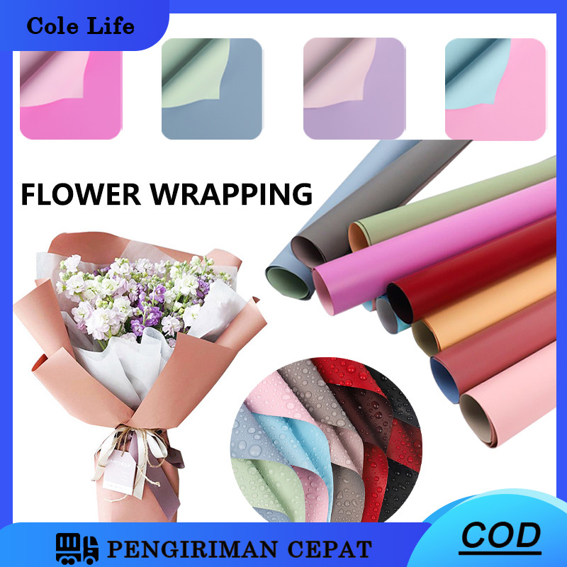 

20 Lembar FLOWER WRAPPING BI COLOR CELLOPHANE/Kertas Buket Waterproof Korea Style