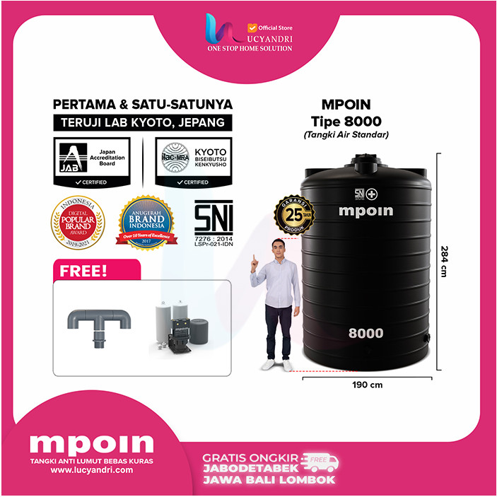 Tangki Air MPOIN PLUS 8000 Gelang Ring Toren Tandon 7500 Liter