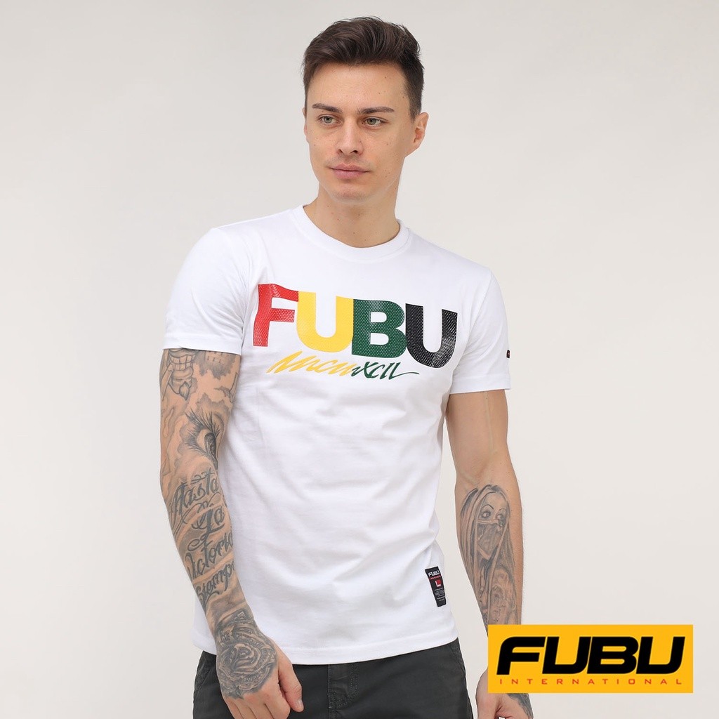 kaos Fubu Round Neck Muscle Fit FBT01B-2958 (White) Tshirt UnisexKorean versionCouples printing Orig