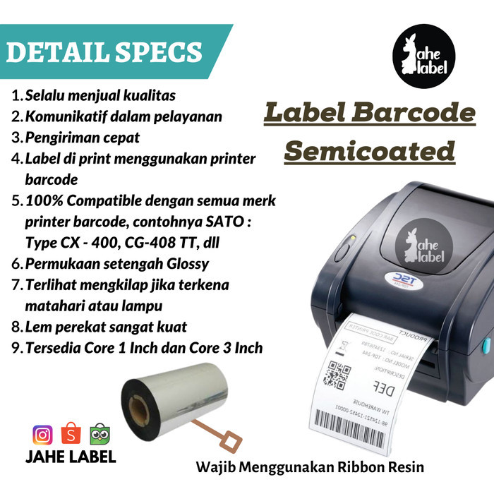 

best -STIKER LABEL BARCODE 33 X19 MM SEMICOATED - 2500 PCS - Putih