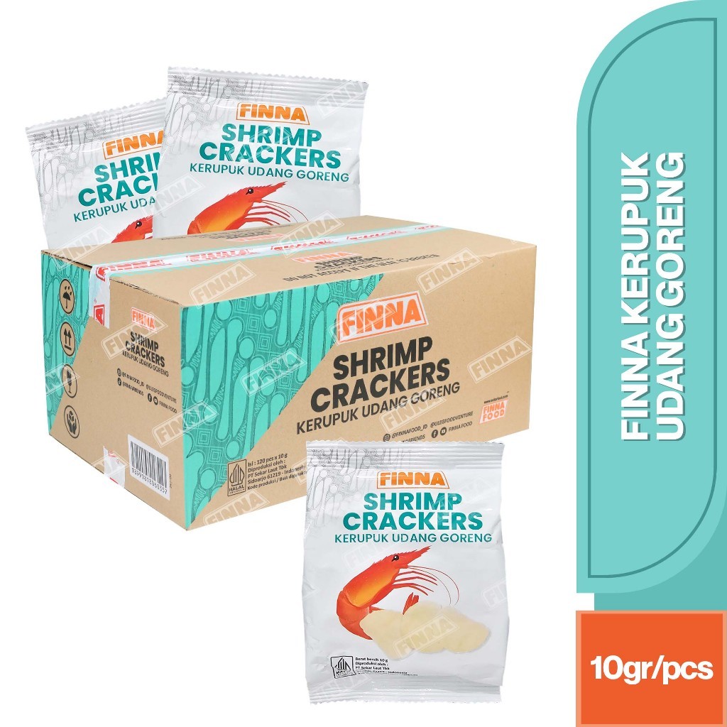 

(EXP. Oktober 2025) Kerupuk Udang Goreng finna fina Sachet Siap Makan 1 Dus Isi 120 Sachet @10 gr