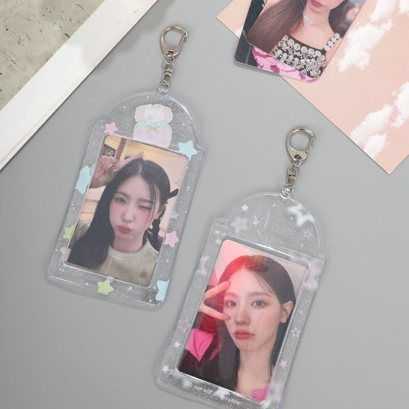 

Ins Glittery Transparent Lovely 3 Inch Ins Photocard Holder Idol Photocard Holder Cartoon Star Photo Card Holder Bag Pendant