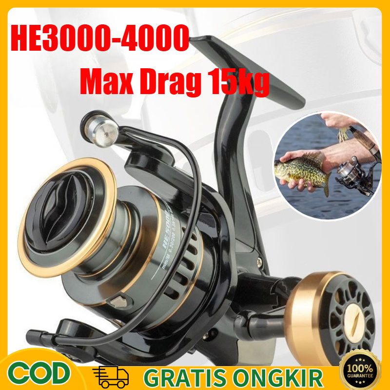 【COD】Reel Pancing Fishing Reel HE3000 -4000 / 15kg Max Drag Metal Ball Spool Handle / Reel Pancing M