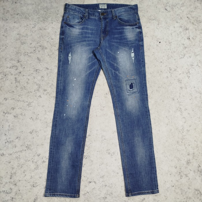 Celana panjang jeans denim fading riped DENIM STUDIO GU
