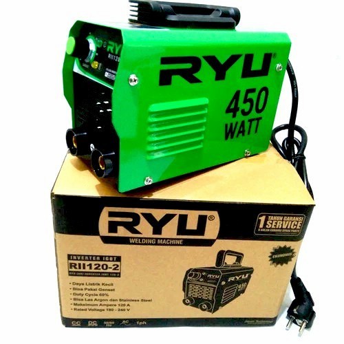 JAMINAN ORI RYU Mesin 450 W RII120 Trafo Las Listrik Travo Welding Inverter IGBT MMA 450 Watt 120 A 