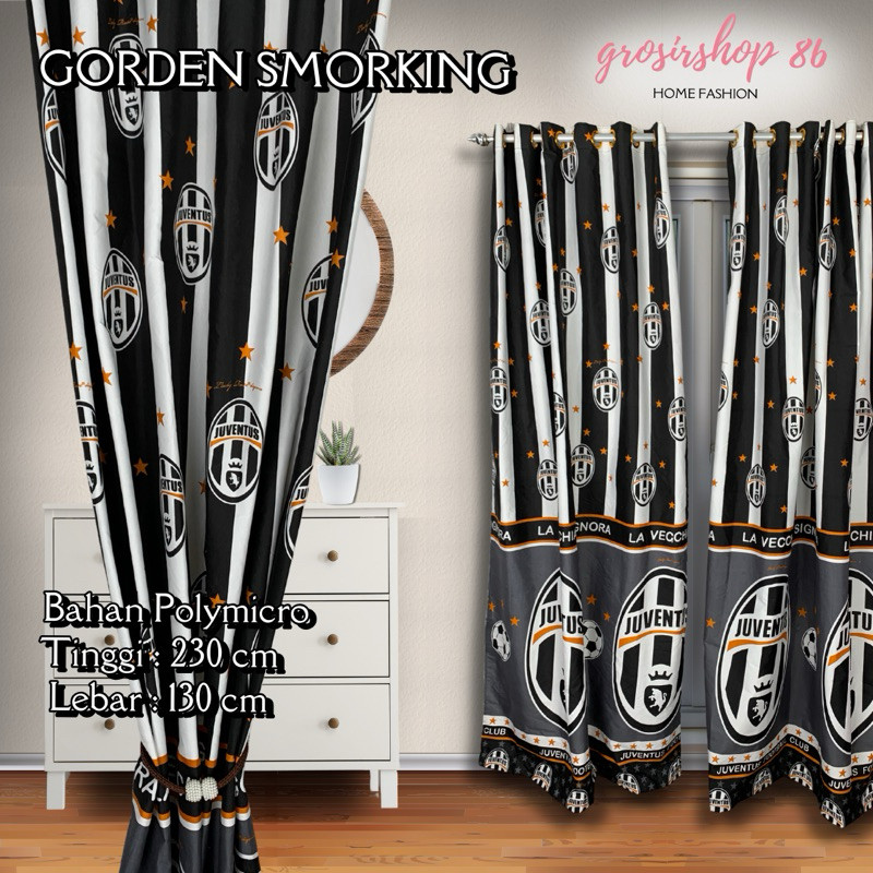 KLIMAUSHOP Gorden Smokring 12 Ring Polymicro Pintu Atau Jendela Motif Bola Juventus