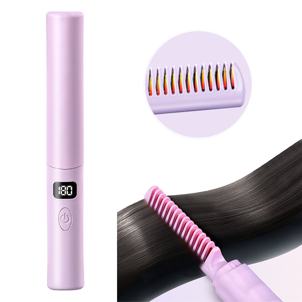 Anti-Scald Cordless Hair Straightener Brush USB Rechargeable Hot Comb Hair Straightener Hair Straigh