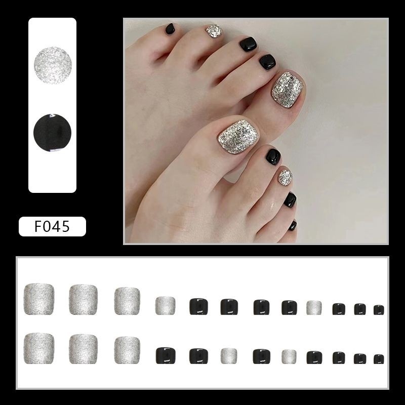 F045 - Kuku Cantik 24pcs set Kuku Palsu Fake Nails Box Free lem cair / lem jelly tahan air Kuku Pals