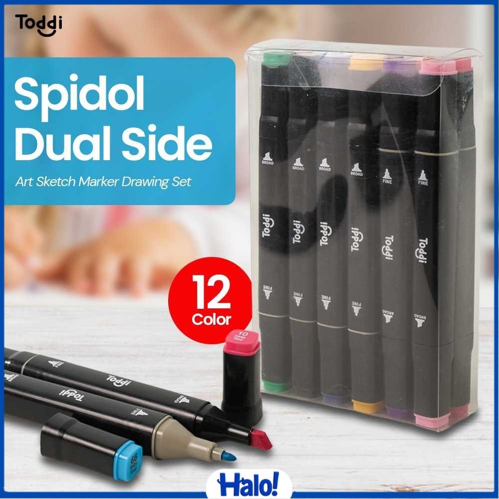 

Toddi Spidol Dual Side Art Sketch Marker Drawing Set 12 Color - T12