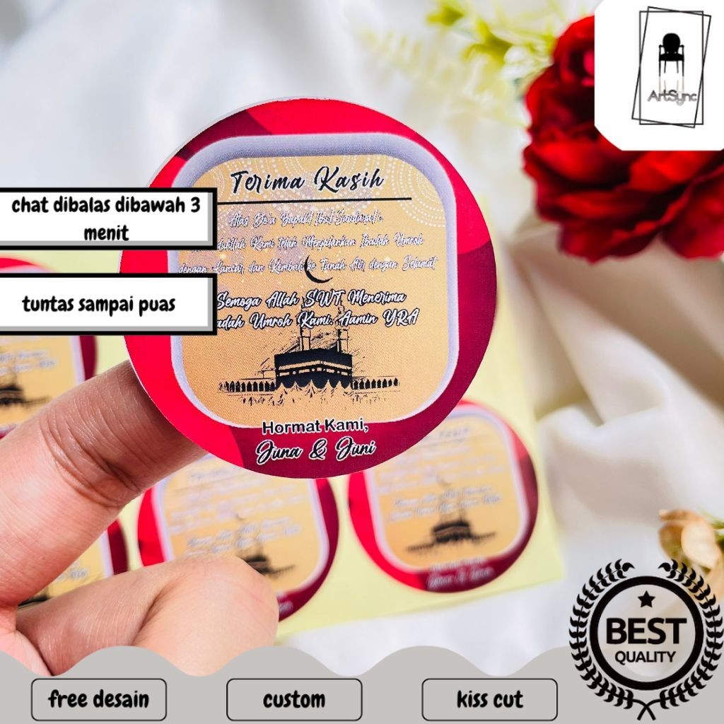 

Syncart 2-4 Cetak Stiker Gift From Umroh Sticker Chromo Bulat Naik Haji Label Tasyakuran Hajj