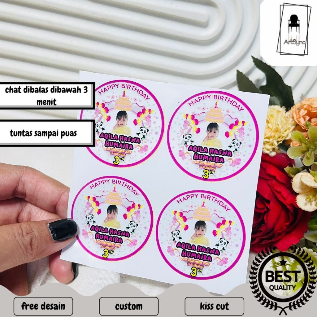 

Syncart 9-15 Sticker Ulang Tahun Anak Vinyl Anti Air Stiker Label Undangan Happy Birthday Uk.Besar