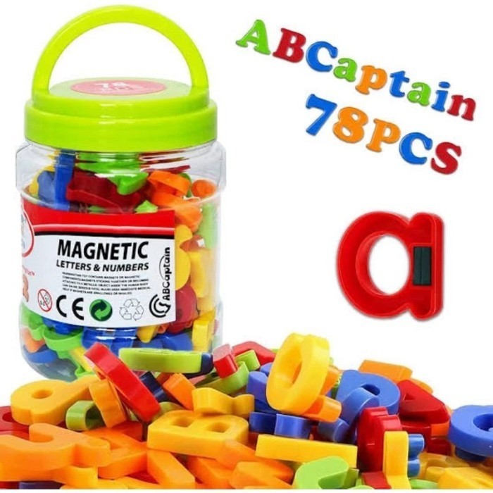 Toples magnet 78 magnet huruf dan angka Mainan Edukasi Anak Magnet Letter and Number Belajar Huruf d