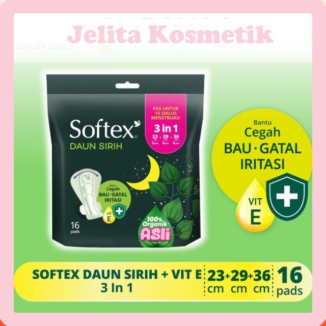 SOFTEX DAUN SIRIH 3IN1 23CM 4 PADS | 29CM 6 PADS | 36CM 6 PADS original