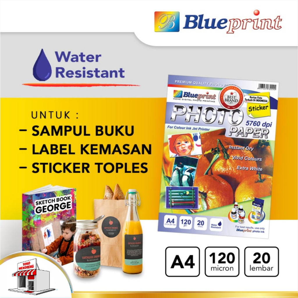 

Blueprint Kertas Sticker Glossy A4 120gsm Paper Stiker Photo Kemasan