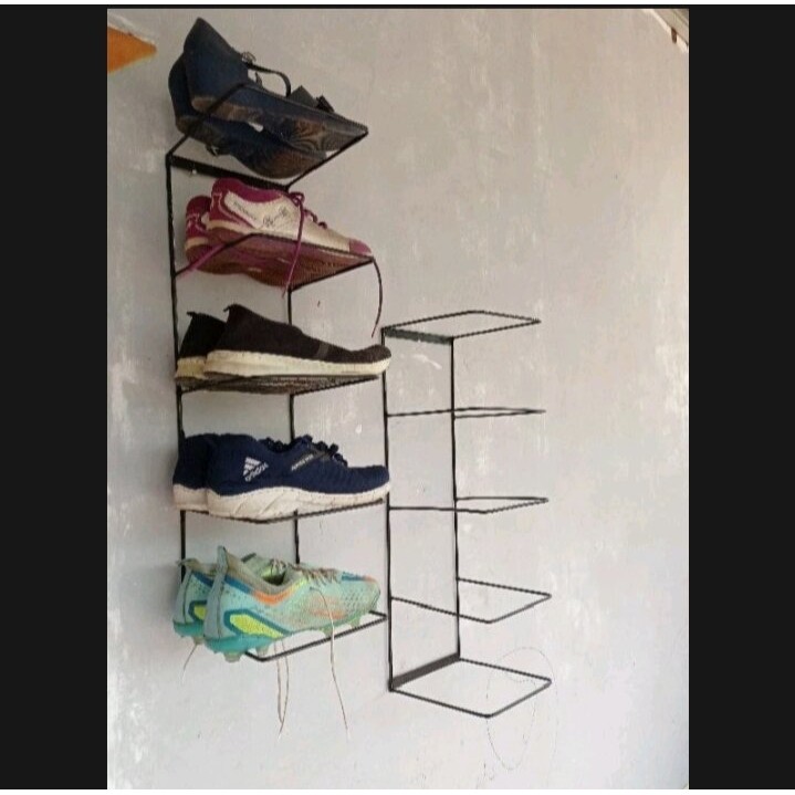 RAK SEPATU 5 SUSUN / Rak Gantungan Sepatu Tempel Dinding / Rak Display Sepatu Besi Minimalis