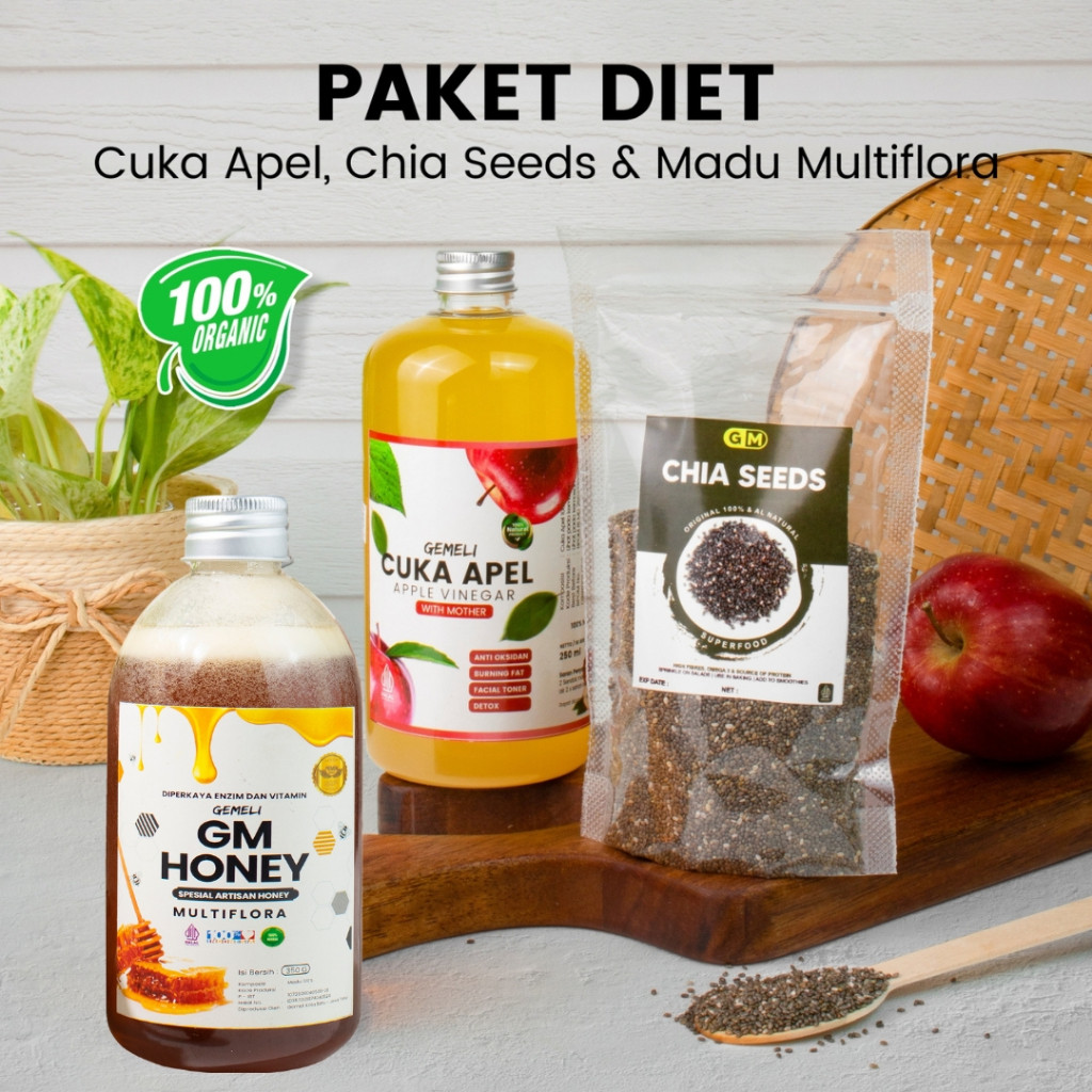 

TGATK Paket Diet Sehat - Cuka Apel Premium 500ml Madu Multiflora 350gr Chiaseed Premium 100gr
