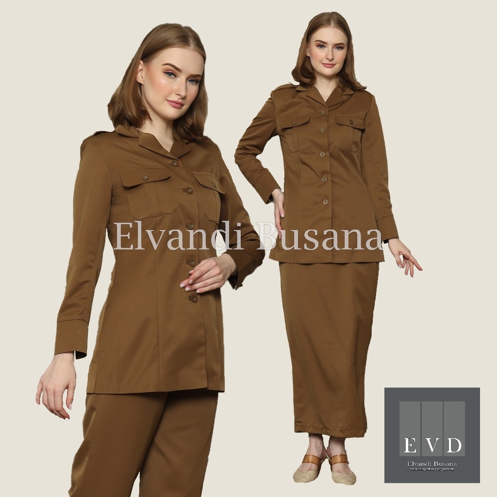 Blazer Wanita Baju Kerja Seragam PDH PNS Pemda Guru ASN Atasan Kantong Dua Dada kode 7005 Pemda Aceh