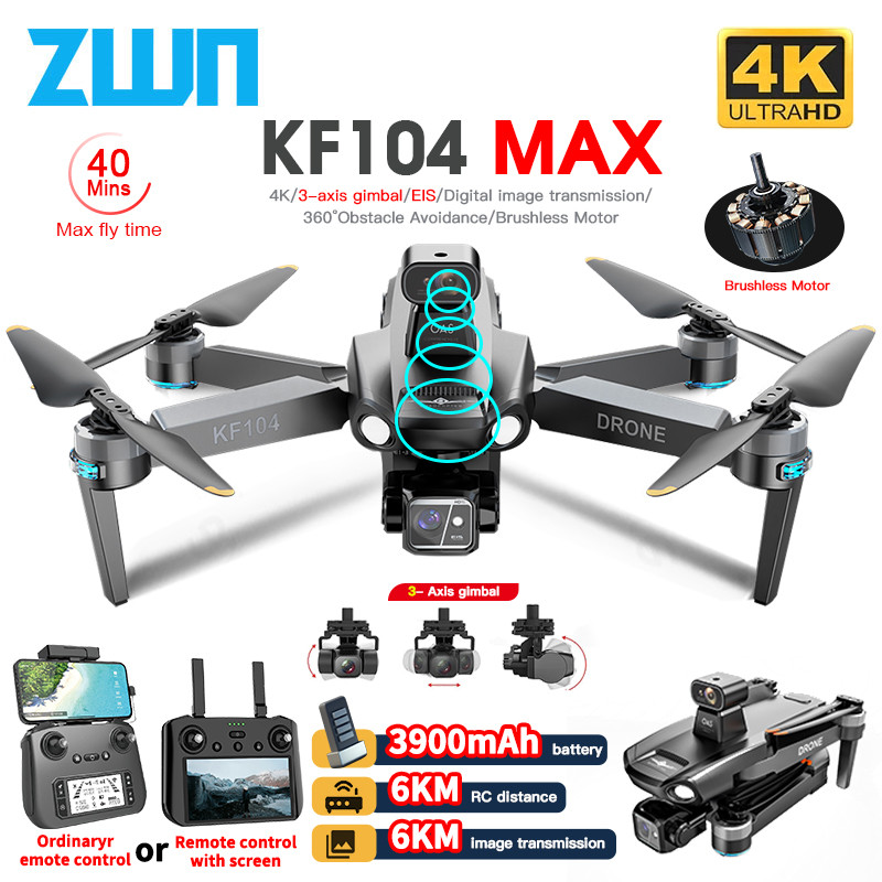 KF104 / KF104MAX2 Professional Drone With 4K Camera 3-Axis Gimbal WIFI 360 Obstacle Avoice Touch Scr