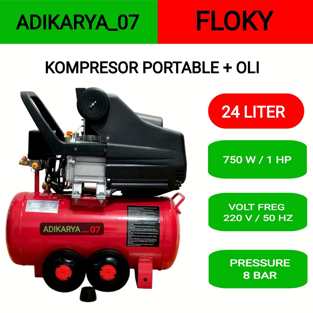 Kompresor Angin Listrik 9 Liter 24 Liter 1 HP Kompresor Listrik 9lt 0.75 HP Kompresor Angin Portabel