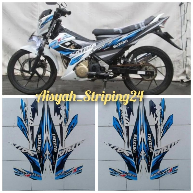 Stiker striping satria Fu facelift FL 2013 putih-biru