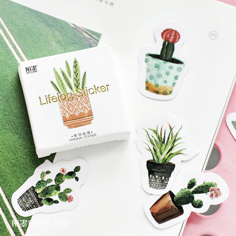

45 Pcs Cactus Succulent Plant Mini Paper Stickers Cute Plant Decals For Scrapbooking Diary Planner Album Phone Case Laptop Card