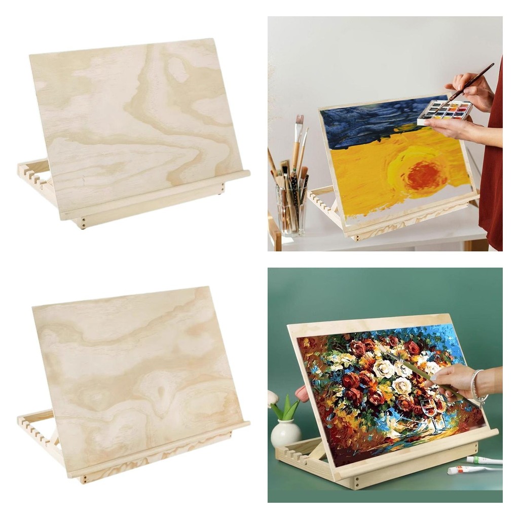

Tabletop Easel Stand Desk Easel Adjustable Angle Portable Drawing Board Wooden Easels for Art Students Wedding Painting Books