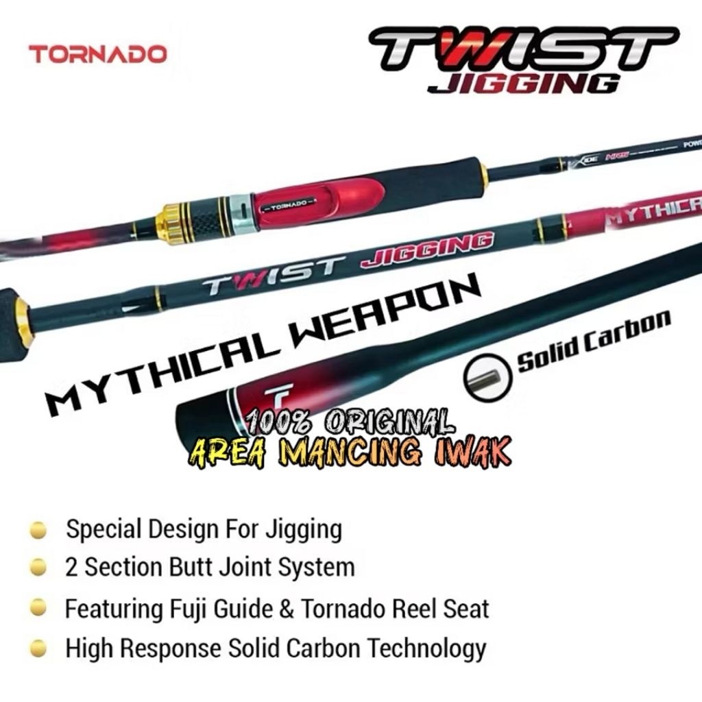 JAMIN MURAH Joran TORNADO TWIST JIGGING 602/180cm PE 1-3/2-4 Fuji - Hi-Carbon Solid(BISA LANGSUNG OR