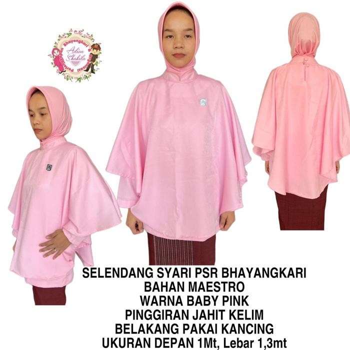 READY | Selendang Syari Psr Bhayangkari neci atau jahit kelim - NECI