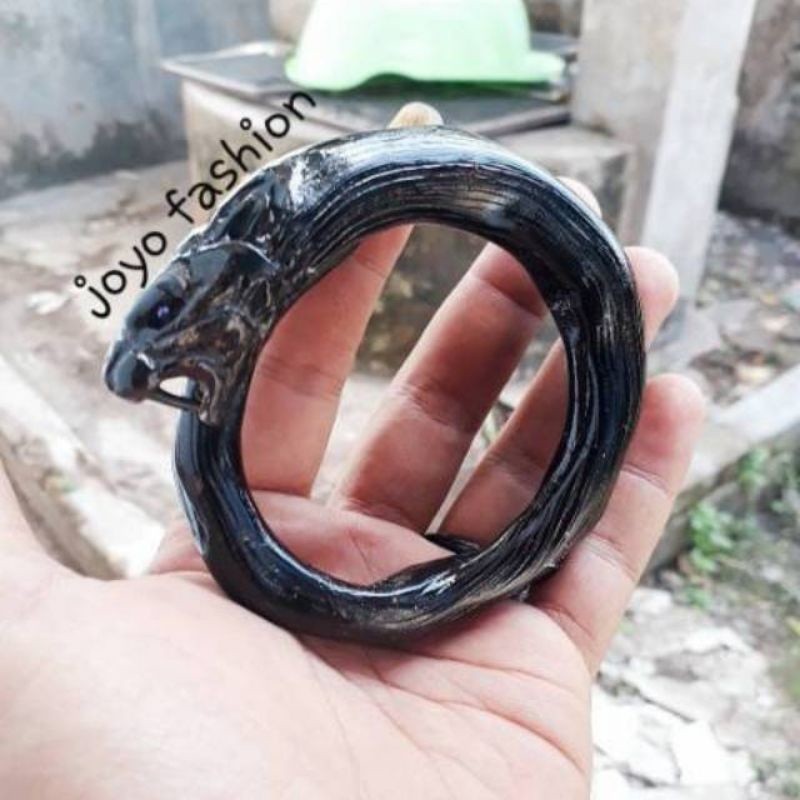 GELANG AKAR BAHAR HITAM NATURAL JUMBO UKIR MACAN