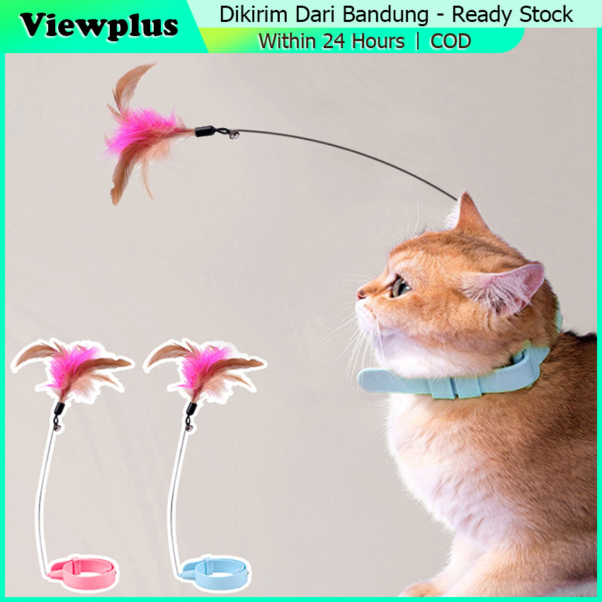 Kalung Mainan Bulu Tongkat Interaksi Di Leher Interaksi Kucing Cat Teaser Stick Pet Toys