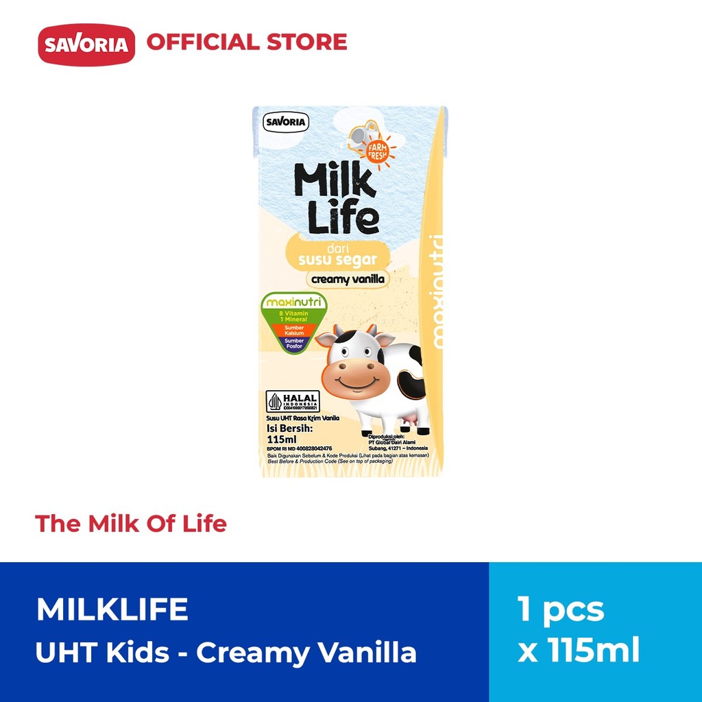 

MilkLife UHT Kids Creamy Vanilla Milk - Susu Rasa Vanila 115ml