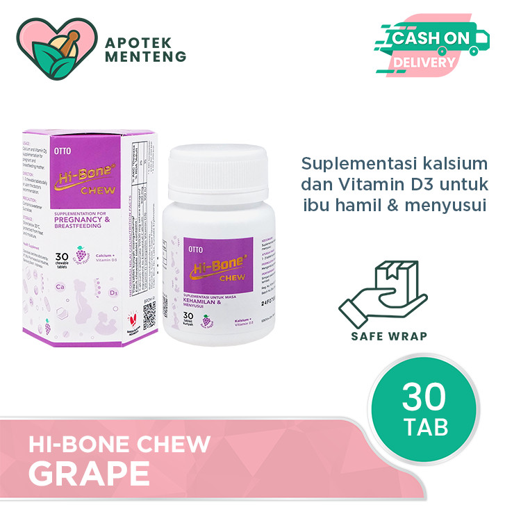 Hi-Bone Chew Grape 30 Tablet - Suplemen Ibu Hamil dan Menyusui