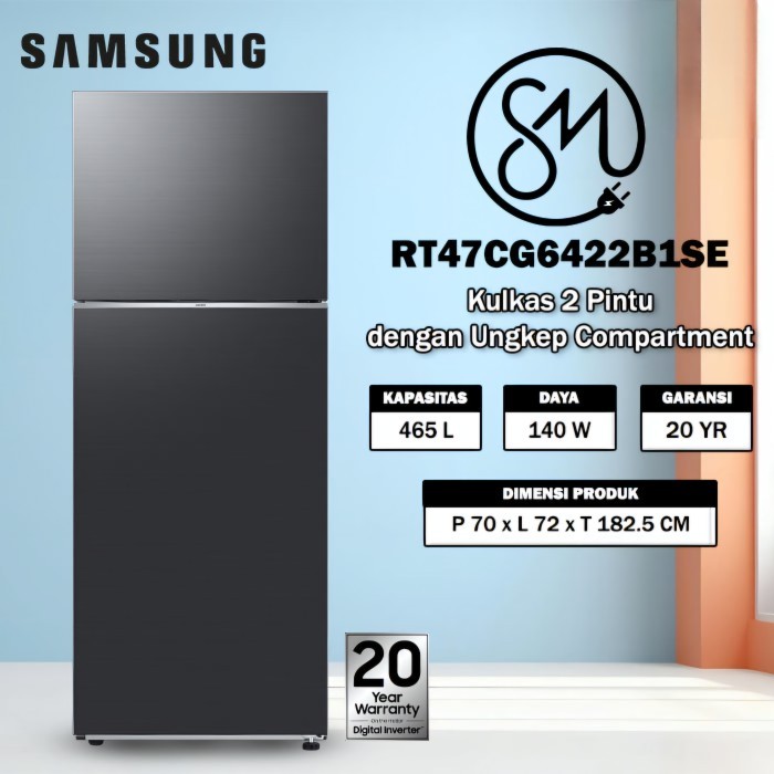 Kulkas Samsung RT47CG6422B1SE 2 pintu RT47 465 L Bespoke ungkep compartment