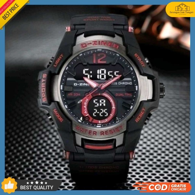Jam Tangan Pria Sport D-Ziner 8253 MJ Free Logam Dual Time - Bisa Bayar Ditempat - COD - Grosir