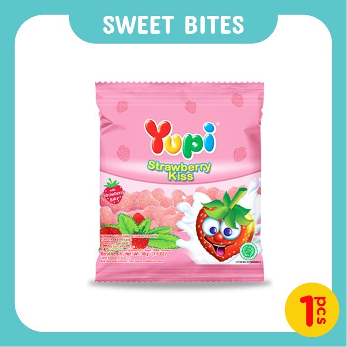 

Yupi Strawberry Kiss Minibag 45 gr