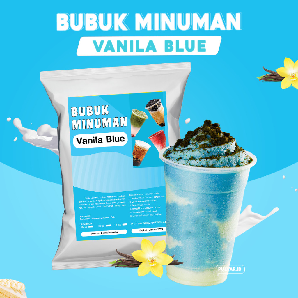BUBUK MINUMAN RASA VANILA BLUE / SERBUK MINUMAN RASA VANILA BLUE / BUBUK MINUMAN VANILA BLUE