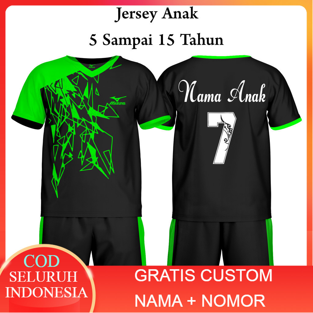 [COD] Baju Jersey Bola 5-15 Tahun  Futsal Custom Jersey Bola jersey volly Baju Futsal Sablon Nama + 