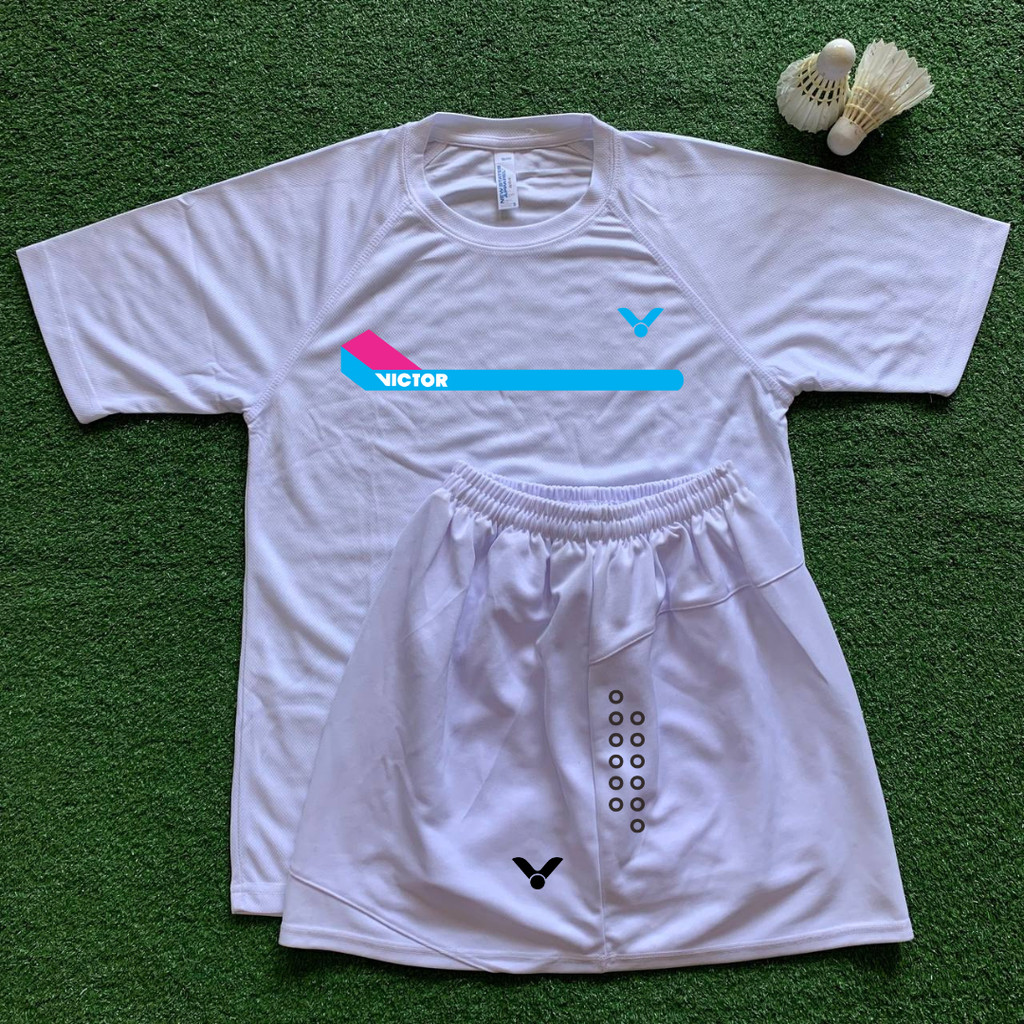Baju Badminton DRYFIT WANITA ROK VKTR v3 White