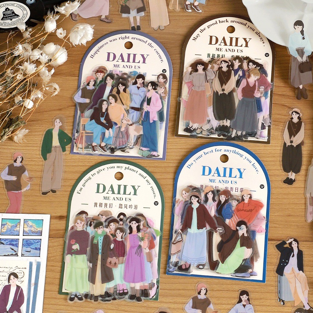 

Daily Me And Us Sticker DIY Decor Journal Scrapbooking Diary Stiker Karatker Vintage Outifit Korean