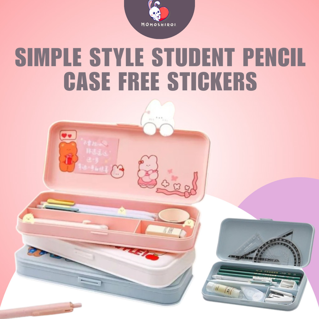 

Kotak Pensil Stiker gratis tempat Pencil Case Pen Pena siswa gaya sederhana versi Korea Polos DIY