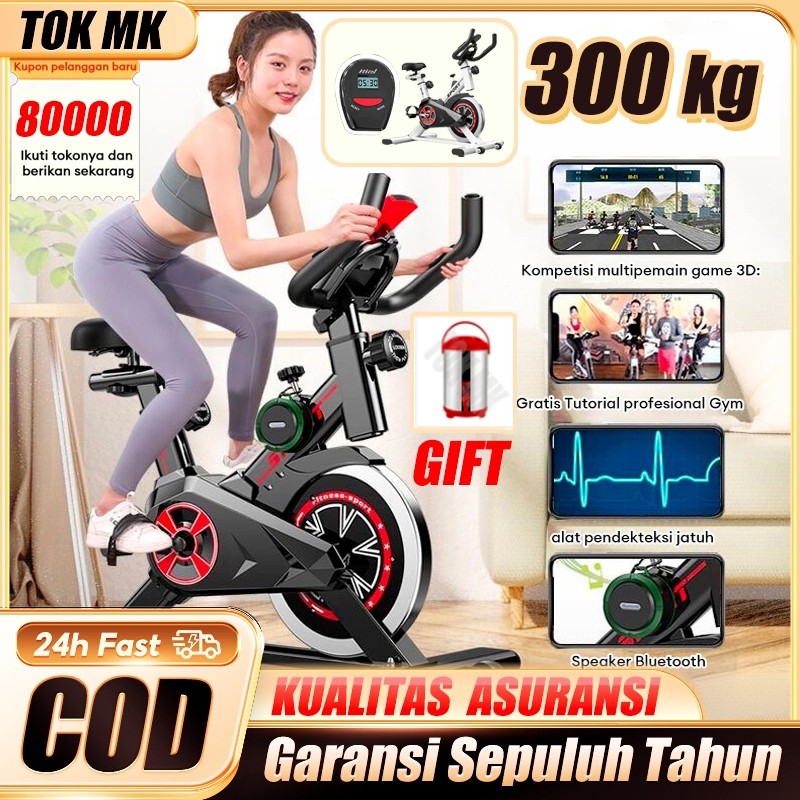 Alat Bantu Olahraga // Sepeda statis Spining bike Hitam treadmill electric low watt alat fitnes ruma